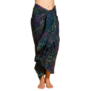 PANASIAM Sarong Pareo Tuch aus blickdichter Viskose in dunklen Farben - Strandtuch, Viskose, Wickelrock Strandkleid Bikini Wrap oder Schal für Damen & Herren blau