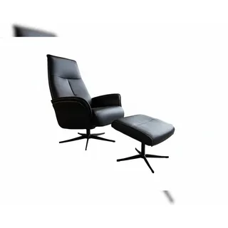 KAWOLA Relaxsessel JOSIANE Leder 78 x 107 x 78 cm schwarz mit Hocker