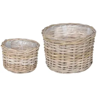 vidaXL Blumentopf Korb 2 pcs  Grau Komplettset