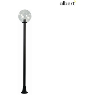 Albert Outdoor Mastleuchte Typ Nr. 2054 mit weißer Kugel Ø 30cm, Höhe 185cm, IP44, E27 A65 max. 150W Alu-Guss / Kunststoff, Schwarz ALB-662054