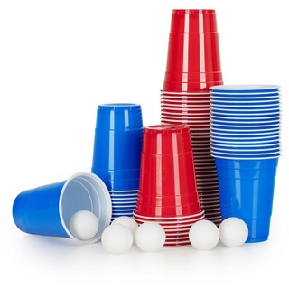Stagecaptain Becher Beer Pong Becher und Bälle Set - 90 Ersatz-Cups - 6 Spielbälle in Weiß, Kunststoff bunt