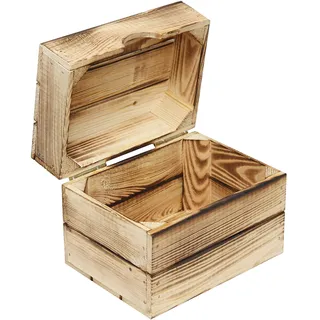 MARWOOD PREMIUM QUALITY Geschenkbox Holz 27,5x20x21,5cmGeflammt Weinkiste Vintage Kiste Holzkiste mit Deckel Geschenkkiste I Erinnerungskiste Weinkisten Holzbox Holztruhe Aufbewahrungsbox