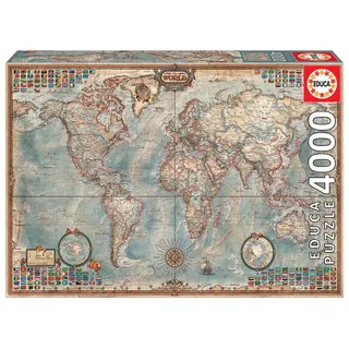 Educa - Antike Weltkarte | Puzzle 4.000 Teile für Erwachsene ab 14 Jahren, Historische Landkarte, Atlas, Inklusive Ersatzteilservice (14827)