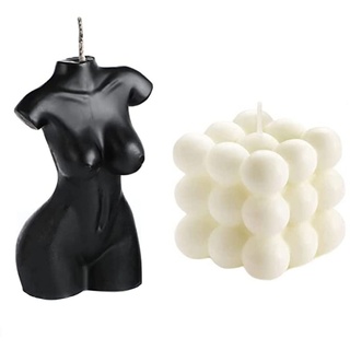 2 Stück Bubble Candle – Cube Sojawachs-Kerzen, weibliche körperförmige Kerze, ästhetische Dekoration, handgegossene Duftkerze, lustige Kerze, für Raumdekorationen und Geschenke (schwarz-weiß)