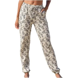 Haremshose Damen Sommer Boho Sommerhosen Damen Leicht Und Luftig Lang Schlupfhosen Blumen Hose High Waist Pumphose Atmungsaktiv Freizeithose Mit Kordelzug Und Taschen Locker Hosen