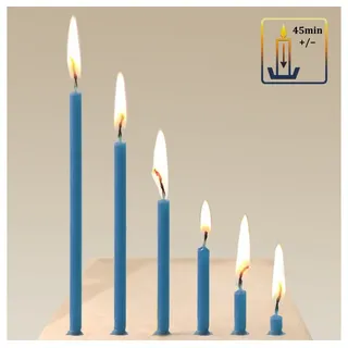 NKlaus Standkerzenhalter 50x Stabkerzen Hellblau Tropf- Rußfrei dünn L 16cm Qualität Paraffinwa blau