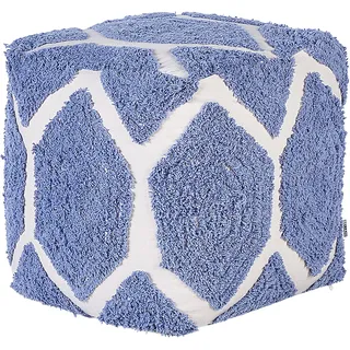 Beliani Pouf Rojhan Baumwolle 40 x 40 x 40 cm Beige/Blau
