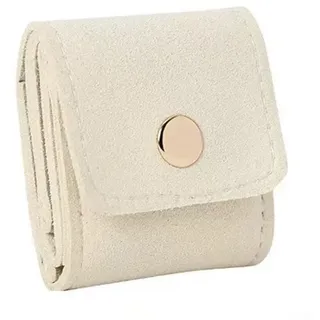 Kompaktes Mini-Schmuckkästchen mit Knopfverschluss, Reise-Organizer-Tasche mit separaten Fächern für Ringe, Ohrringe und Halsketten, tragbar für Geldbörse und Gepäck (weiß)
