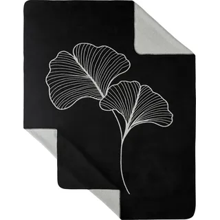 Wohndecke KNEER "Motiv" Wohndecken Gr. B/L: 150 cm x 200 cm, schwarz Decken wahlweise mit LKW, Gingko oder Hirsch, Kuscheldecke