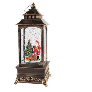 Weihnachtslaterne Musik Schneefall Retro Gold USB Weihnachtslaterne | Retro-goldene Weihnachtslaterne mit Musik & Schneefall – USB/Batteriebetrieben, festliche Tisch- & Kamindeko.