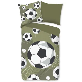 PURE luxury collection Daan Fußball Grün 135 x 200 cm + 2 x 80 x 80 cm