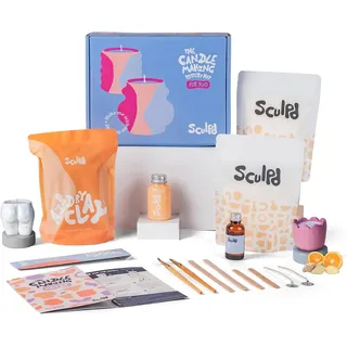 Sculpd Töpferei-Kit zur Kerzenherstellung mit lufttrocknendem Ton | Anfänger Starter-Kit zur Kerzenherstellung für Erwachsene mit Öko-Soja-Wachs, Duftöl, Lack, Werkzeugen und Anleitung