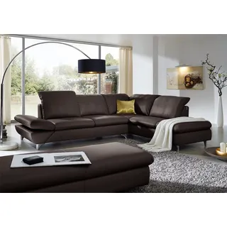W.Schillig Eckcouch Leder 3-Sitzer Braun