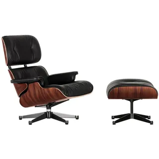 Vitra - Lounge Chair & Ottoman, poliert / Seiten schwarz, Santos Palisander, Leder Premium F nero (neue Maße)