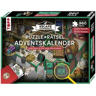 Puzzle-Rätsel-Adventskalender - Sabotage in der Spielzeugfabrik. 24 Puzzles mit insgesamt 960 Teilen