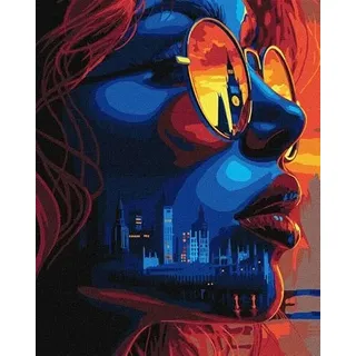 IDEYKA Sonnenuntergang in London - Malen nach Zahlen für Erwachsene, einfaches Acryl-Malen nach Zahlen für Erwachsene, malen nach zahlen erwachsene mit rahmen,DIY-als Geschenk, 40х50cm