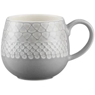 Mason Cash Geprägte Steingut Tasse, Grau, 350 ml, Cappuccino Tassen mit Blattmuster, Spülmaschinen- und mikrowellengeeignet, Steingut Kaffeebecher, Kaffeetassen Vintage