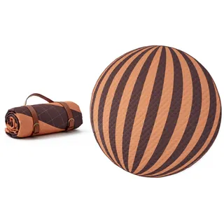 WxMTykx Große Runde Picknickdecken Durchmesser 200cm Stranddecken Verdickte Picknickmatte Den Außenbereich Tragbare Campingmatte Mit Riemen Für Camping,Park,Strand,Gras,Drinnen (Color : A-Brown Leath
