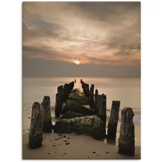 Leinwandbild ARTLAND "Sonnenuntergang an der Ostsee" Bilder Gr. B/H: 45 cm x 60 cm, Sonnenaufgang & -untergang, 1 St., braun Leinwandbilder auf Keilrahmen gespannt