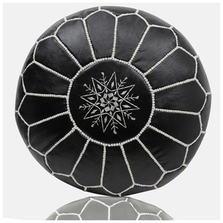 Leder Sitzhocker orientalische Sitzkissen Pouf Pouffe Ottoman kissen Schwarz