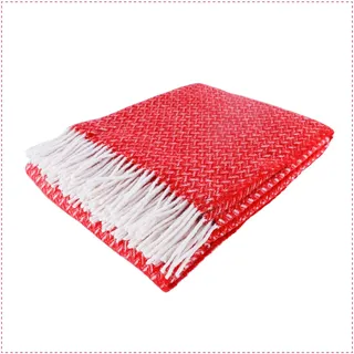 fair de luxe Wolldecke Plaid 100 x 100 cm Rot