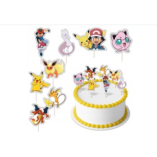 Festivalartikel Tortenstecker Pokemon Topper Set 8 Stk Geburstag Torten Deko Kuchen Junge gelb