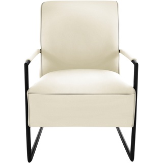 Cocktailsessel K+W KOMFORT & WOHNEN Sessel Gr. Leder Longlife BRONCO, B/H/T: 62 cm x 77 cm x 83 cm, weiß (bianco) Clubsessel Cocktailsessel mit bezogenen Armlehnen, Gestell in Metall schwarz Struktur