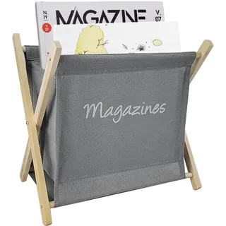 Choonjin Zeitungsständer Holz, 30 × 20 × 30 cm Grau Zeitungshalter, Zeitschriftensammler Zeitungskorb, Faltbarer Zeitschriftenständer, für Büro Zuhause und Wohnzimmer