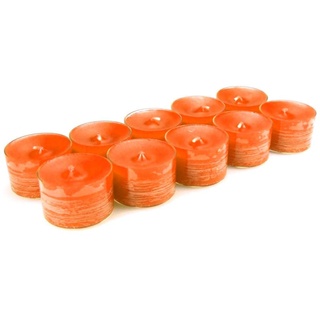 10 original Dänische 8 Stunden Teelichter ohne Duft im Acryl-Cup farbig durchgefärbt orange