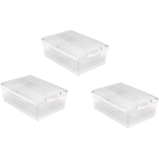BranQ Home essential Schuhbox Shoe Box mit Belüftungshaltelöcher und Deckel Kunststoff, 8l, Set von 3 Stück