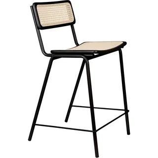 ZUIVER Barhocker Stahl/Rattan ergonomisch Schwarz