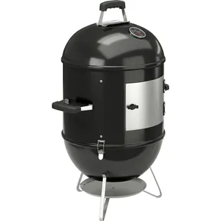 Outsunny 3-in-1 Räuchergrill mit 3 Grillrosten Ø44 cm, integriertem Thermometer, verstellbarer Belüftung, abnehmbarem Deckel, isoliertem Griff, Holzkohlegrill für Camping, Feiern, Picknick, Schwarz   Aosom