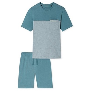 Schiesser Nachthemd Schlafanzug kurz blau|grau
