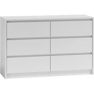 Cdf Moderne Kommode Karo K6 K120 Farbe: Weiß Schrank Für Dokumente, Kleinigkeiten Ideal Für Wohnzimmer, Schlafzimmer, Kinderzimmer, Jugendzimmer Und Büro 6 Geräumige Schubladen
