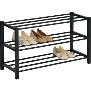IDIMEX Schuhregal NAVAN Metall Schwarz, robuste Schuhbank mit 3 Ablagen, platzsparende Schuhkommode, ideal für Schuhregal offen, Schuhständer, Schuhregale