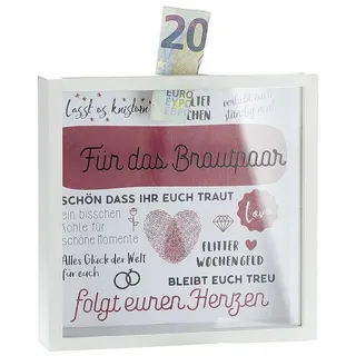 Gilde Geldschwein Spardose'Für das Brautpaar mit Sichtfenster 43456 (Art Deco, 17 cm (H) x 4.5 cm (W), Holzwerkstoff, für Paare, Unisex)
