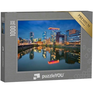 puzzleYOU Puzzle Düsseldorf mit Medienhafen und Rhein, Deutschland, 1000 Puzzleteile, puzzleYOU-Kollektionen Nordrhein-Westfalen