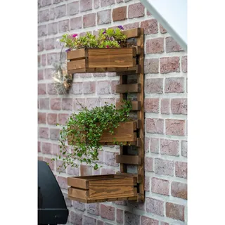 Wandregal Blumenregal Garten Blumenleiter 3 Stufig Pflanztreppe Holz Braun