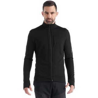 Icebreaker Merino Herren Quantum Iii Pullover, langärmelig, Wolle, mit durchgehendem Reißverschluss Sweatshirt, schwarz, Medium