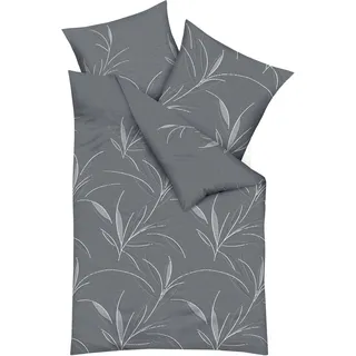 KAEPPEL Organic Floral Baumwolle Grau 135 x 200 cm + 80 x 80 cm