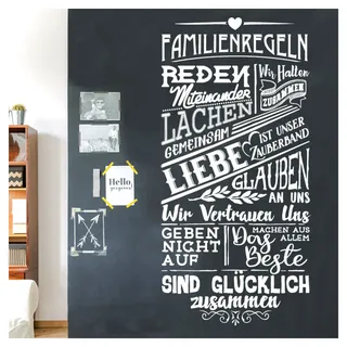 Grandora Wandtattoo Spruch Familienregeln I schwarz (BxH) 58 x 120 cm I Regel Familie Wohnzimmer Flur Sticker Aufkleber Wandaufkleber Wandsticker W5498