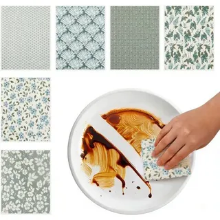 6er Set Geschirrtücher Super Saugfähig Und Ölabweisend Wiederverwendbar Und Geruchsneutral Bedruckte Tücher Küchenschwämme 17 Cm X 19 Cm