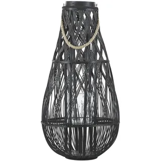 Dekolaterne Bambus/Glas schwarz Höhe 75 cm Tonga