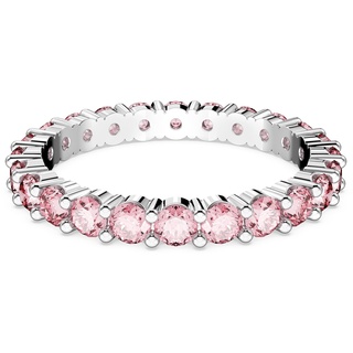 Swarovski Matrix Ring, Rhodinierter Damenschmuck mit Rosa-violetten, Strahlenden Swarovski Kristallen