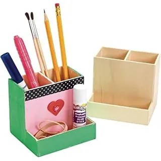 Colorations Färbungen – Dekorieren Sie Ihren eigenen Schreibtisch-Organizer aus Holz, Set v