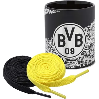 BVB Tasse Südtribüne + 2 Paar Fan-Schnürsenkel