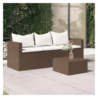vidaXL Gartensofa 3-Sitzer Loungesofa braun