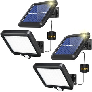 Eyesgood Solarlampen für Außen mit Bewegungsmelder, Solarleuchten für Außen, Solarleuchte Solarlichter Solar Strahler für Außen, 3 Modi Solar Wandleuchte Aussen, Solar Aussenleuchte mit 16.5FT Kabel