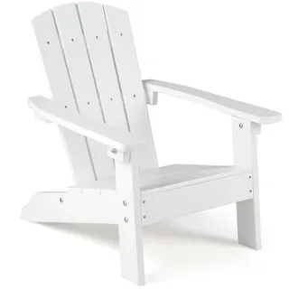 FANTASK Adirondack Stuhl Kinder, Gartenstuhl aus HIPS mit ergonomischer Rückenlehne & Armlehnen, Adirondack Chair wetterfest, Moderner Outdoor Sessel für Jungen & Mädchen ab 3 Jahren (Weiß)
