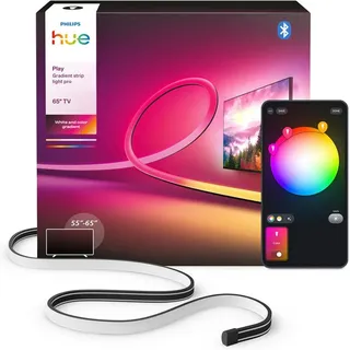 Philips Hue LED-Streifen Play Gradient Lightstrip Pro wahlweise für 65/85/100 Zoll TV, Zuschneidbar, RGBWWIC, weiche Farbverläufe, TV-Synchronisation schwarz 1,7 cm x 2,5 m